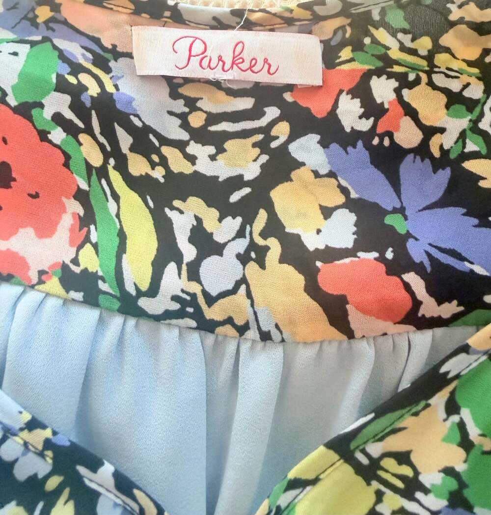 Parker Savannah Floral Silk Blend Shift Dress in Cannes Floral - Picture 7 of 8